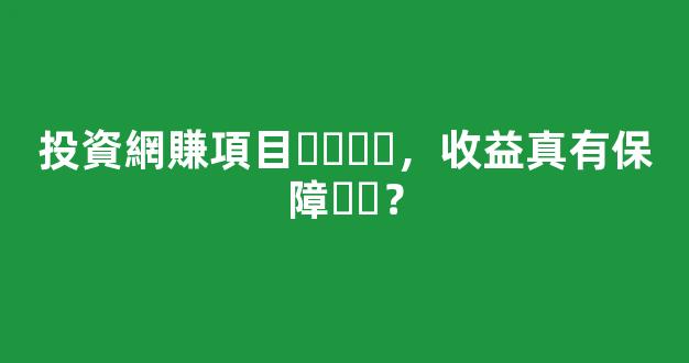投資網賺項目，收益真有保障？ - 嚴選資源大全